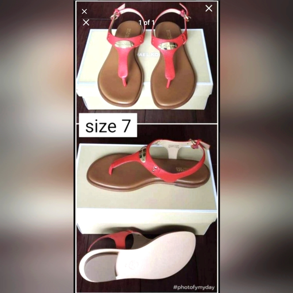 NEW IN BOX - MICHAEL KORS RED LEATHER SANDALS